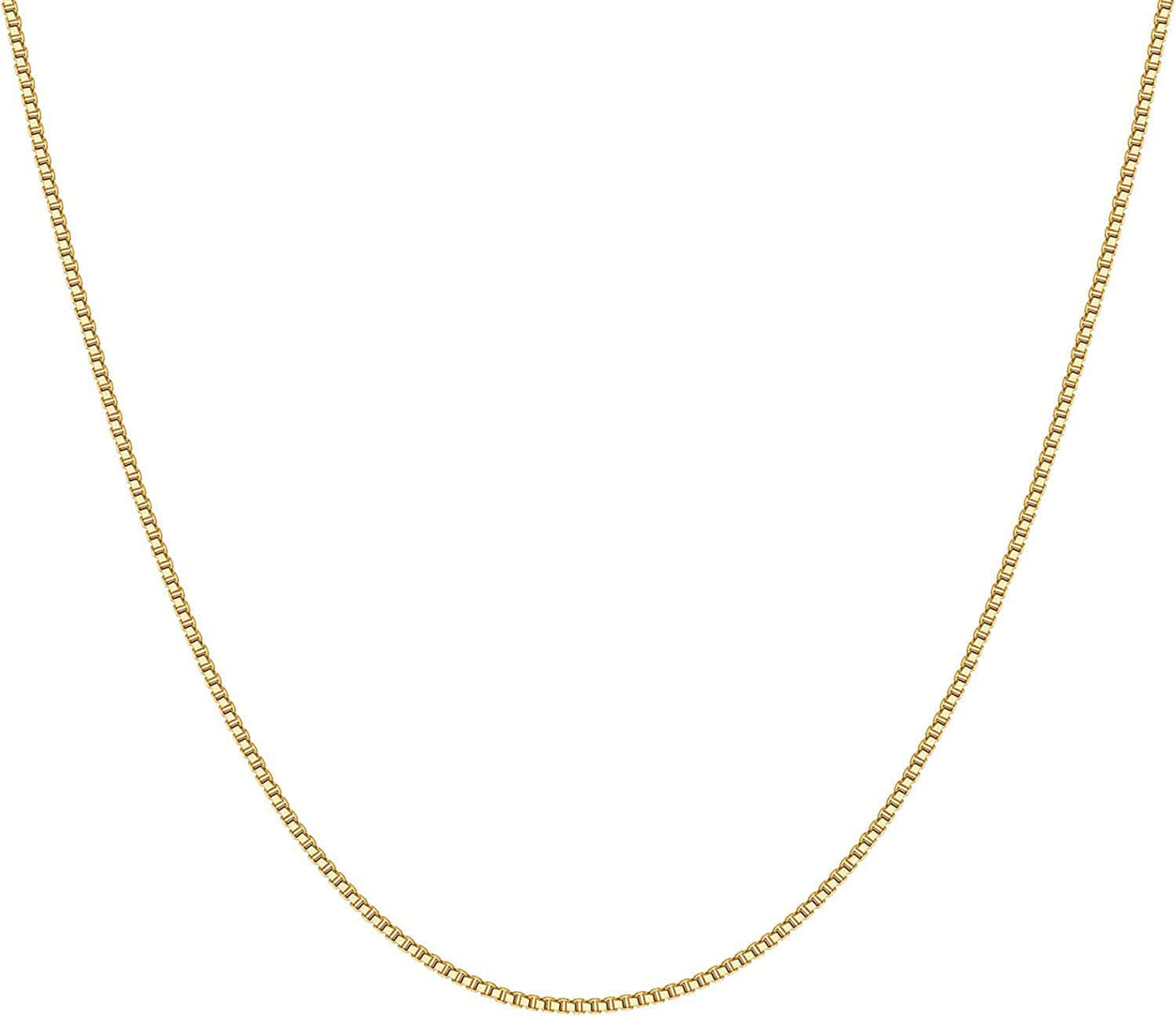 14K Gold Plated Curb Paperclip Box Sphere Bead Snake Herringbone and Figaro Chain Adjustable Necklace Box / yellow gold plated