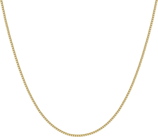 14K Gold Plated Curb Paperclip Box Sphere Bead Snake Herringbone and Figaro Chain Adjustable Necklace Box / yellow gold plated