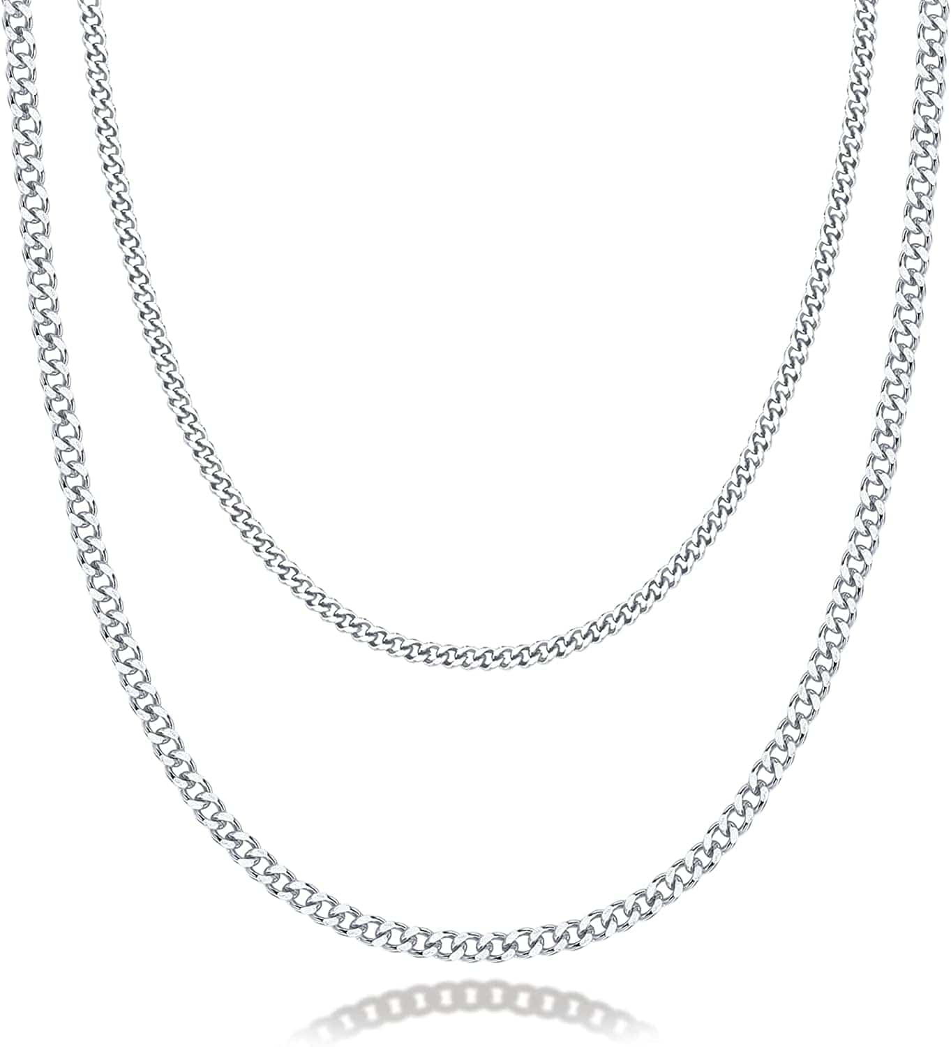 14K Gold Plated Dainty Layering Necklaces for Women | Snake Chain, Curb Link, Paperclip Layered Chains Curb / White Gold