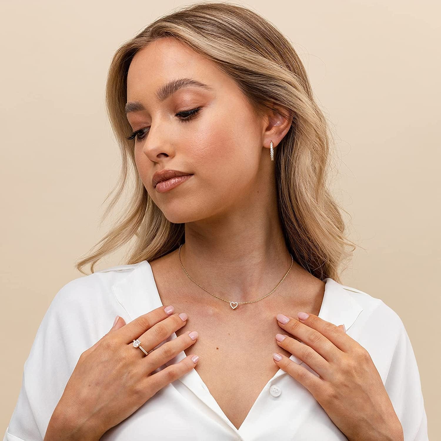 14K Gold Plated Dainty Pendant Necklace | Layering Necklaces | Gold Heart Necklace