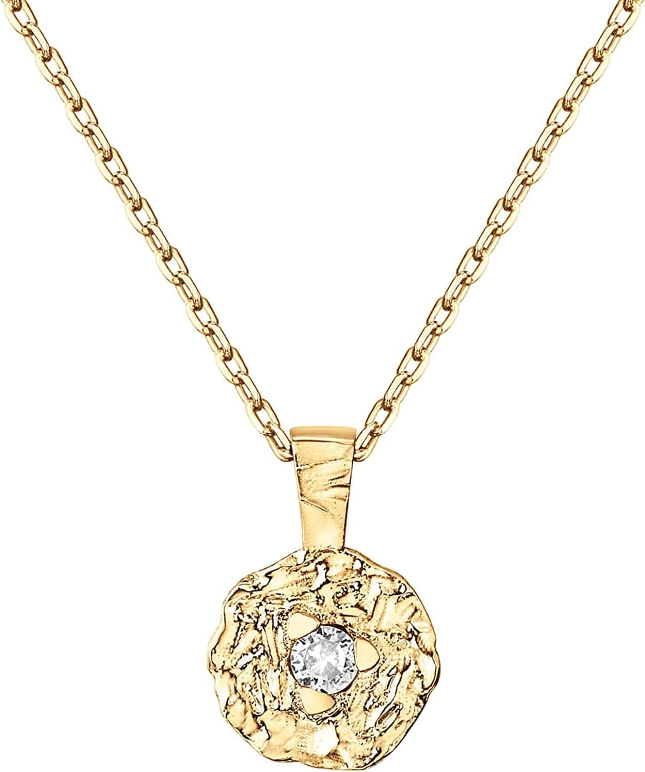 14K Gold Plated Engraved Coin Pendant | Byzantine Coin Necklace | Bohemian Necklace Coin / Yellow Gold
