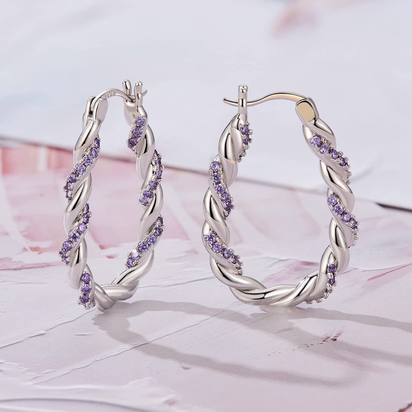 14K Gold Plated Oval Hoop Earrings for Women 925 Sterling Silver Post Twist Huggie Hoop Earrings Hypoallergenic Lightweight Hoop Earrings Jewelry Gifts