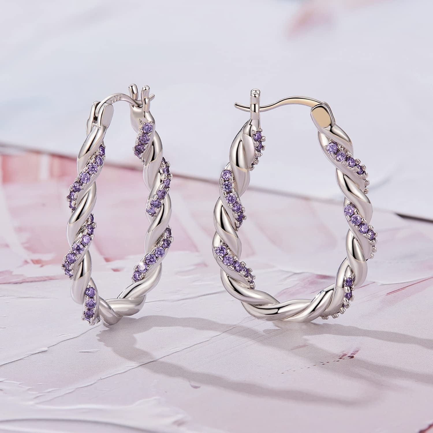 14K Gold Plated Oval Hoop Earrings for Women 925 Sterling Silver Post Twist Huggie Hoop Earrings Hypoallergenic Lightweight Hoop Earrings Jewelry Gifts
