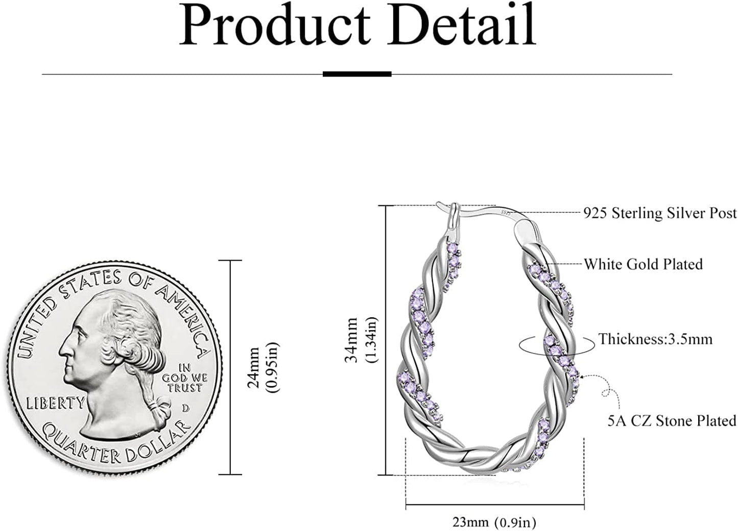 14K Gold Plated Oval Hoop Earrings for Women 925 Sterling Silver Post Twist Huggie Hoop Earrings Hypoallergenic Lightweight Hoop Earrings Jewelry Gifts