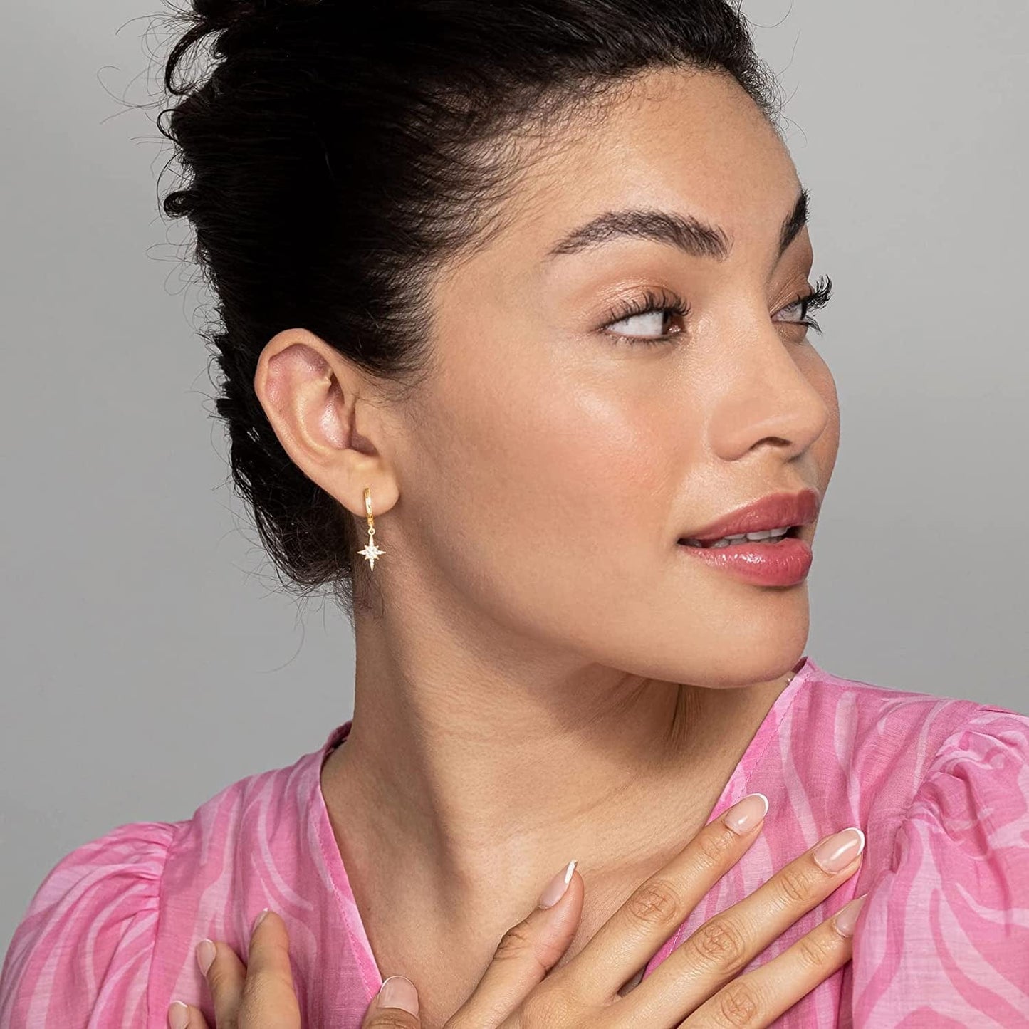 14K Gold Plated S925 Sterling Silver Post Lightweight Drop/Dangle Huggie Earrings for Women | Star, Lock, Butterfly, Moon, Lightning | Dainty Earrings