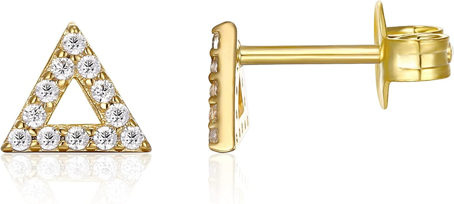 14K Gold Plated Sterling Silver Celestial Lightning Bolt, Moon and Star Earrings | Dainty Earrings for Women Delta / Yellow Gold