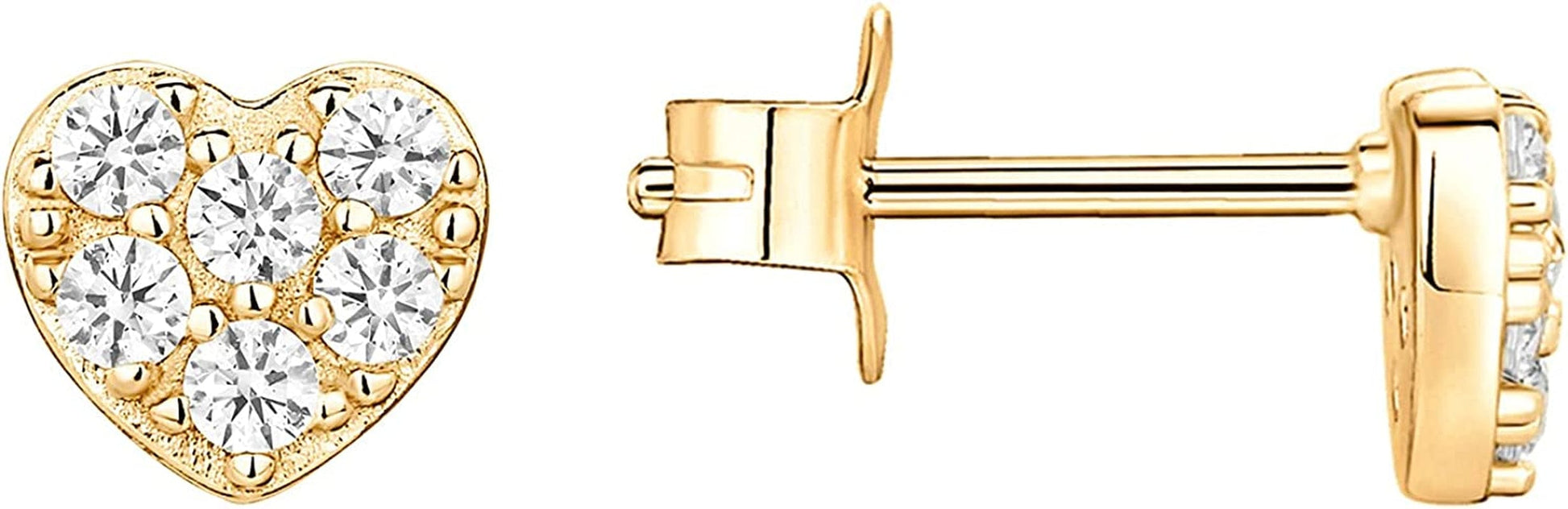 14K Gold Plated Sterling Silver Celestial Lightning Bolt, Moon and Star Earrings | Dainty Earrings for Women Heart / Yellow Gold