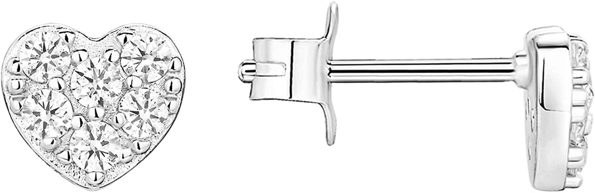 14K Gold Plated Sterling Silver Celestial Lightning Bolt, Moon and Star Earrings | Dainty Earrings for Women Heart / White Gold