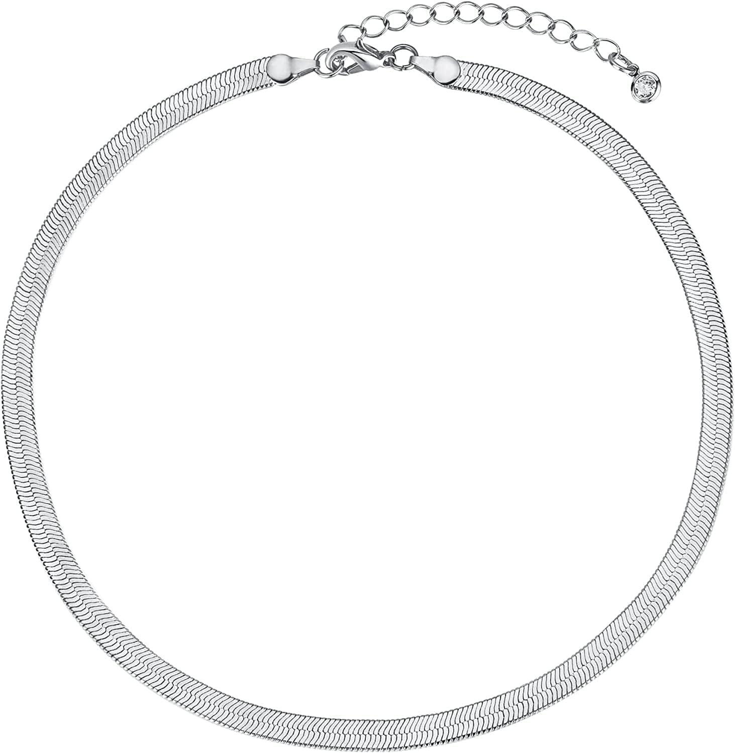 14K Gold/Silver Plated Snake Chain Necklace Herringbone Necklace Gold Choker Necklaces for Women Girl Gifts Jewelry 1.5/3/5MM(W) 14"/16"(L) 5mm/16.5inch Silver