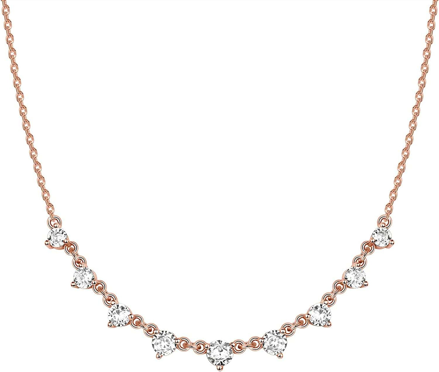 14K White Gold Plated Station Necklace | Simulated Diamond BTY Necklace | Womens CZ Chain Necklace | Layering Necklaces Princess / rose gold plated