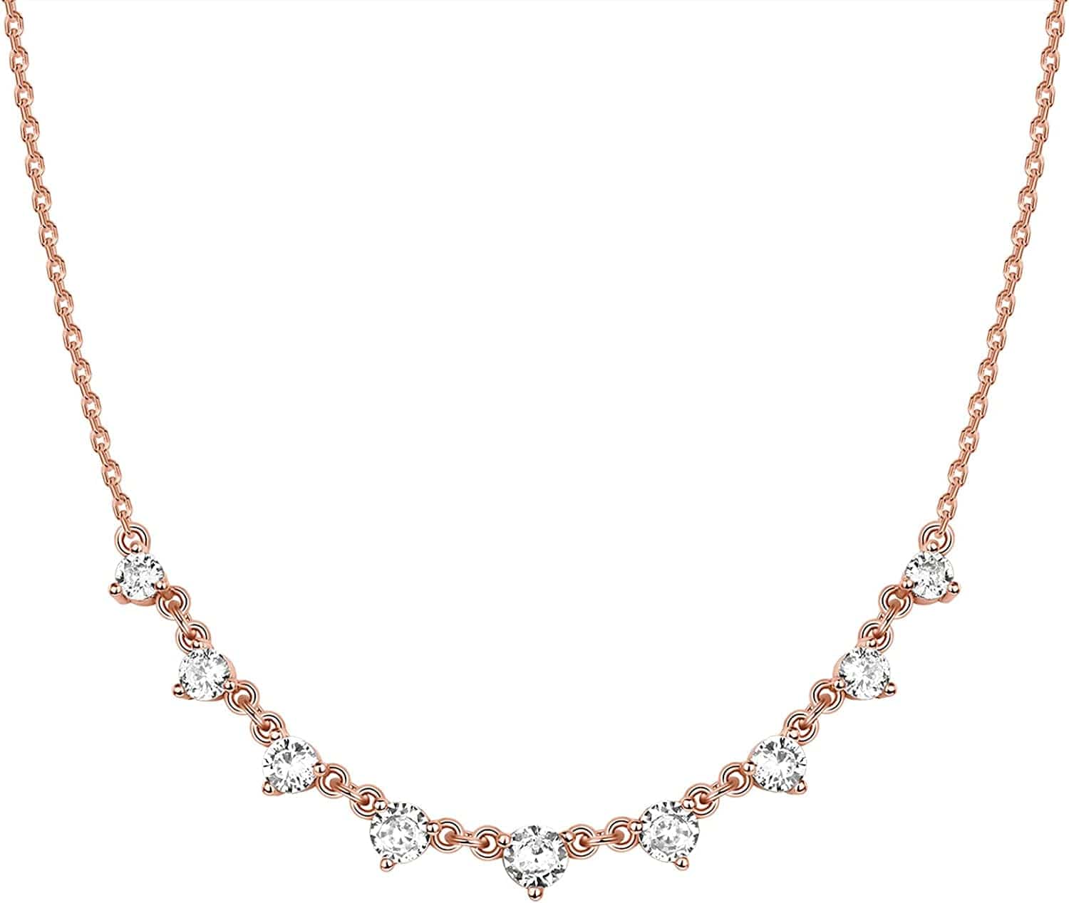 14K White Gold Plated Station Necklace | Simulated Diamond BTY Necklace | Womens CZ Chain Necklace | Layering Necklaces Princess / rose gold plated