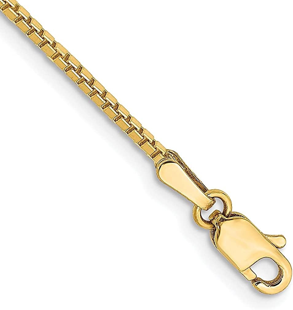 14K Yellow Gold 1.3Mm Link Box Chain Anklet Ankle Beach Bracelet Fine Jewelry for Women Gifts for Her Apparel & Accessories > Jewelry > Anklets IceCarats