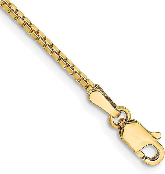 14K Yellow Gold 1.3Mm Link Box Chain Anklet Ankle Beach Bracelet Fine Jewelry for Women Gifts for Her Apparel & Accessories > Jewelry > Anklets IceCarats