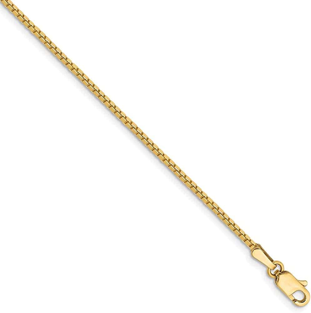 14K Yellow Gold 1.3Mm Link Box Chain Anklet Ankle Beach Bracelet Fine Jewelry for Women Gifts for Her Apparel & Accessories > Jewelry > Anklets IceCarats