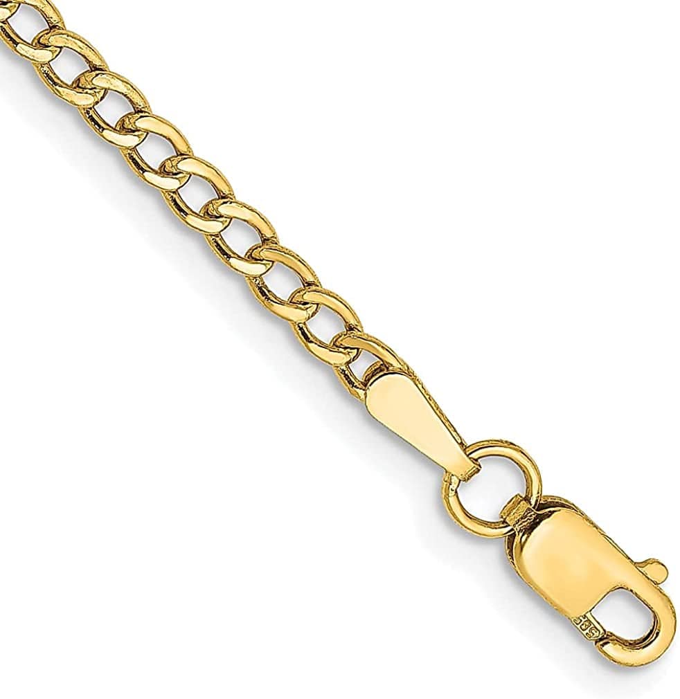 14K Yellow Gold 9 Inch 2.5Mm Link Curb Lobster Clasp Anklet Ankle Beach Chain Bracelet Fine Jewelry for Women Gifts for Her Apparel & Accessories > Jewelry > Anklets IceCarats 10.0 Inches