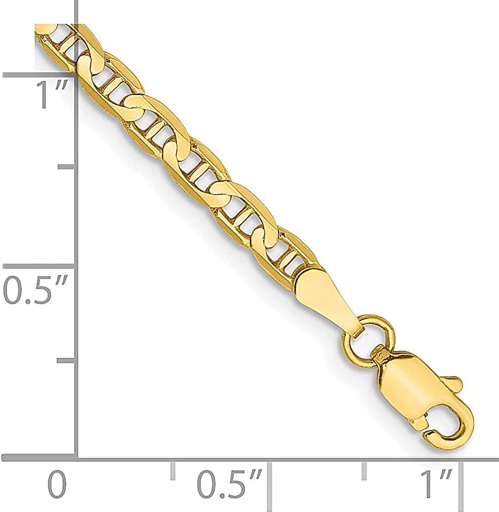 14K Yellow Gold 9 Inch 3Mm Concave Link Anchor Lobster Clasp Chain Anklet Ankle Beach Bracelet Fine Jewelry for Women Gifts for Her Apparel & Accessories > Jewelry > Anklets IceCarats