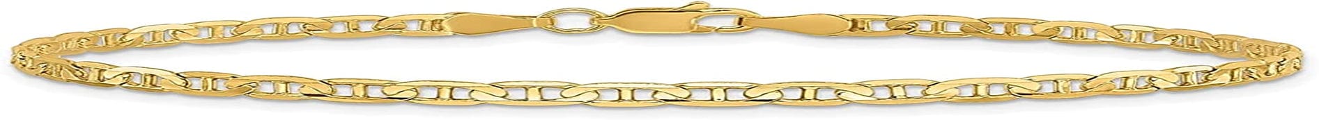 14K Yellow Gold 9 Inch 3Mm Concave Link Anchor Lobster Clasp Chain Anklet Ankle Beach Bracelet Fine Jewelry for Women Gifts for Her Apparel & Accessories > Jewelry > Anklets IceCarats