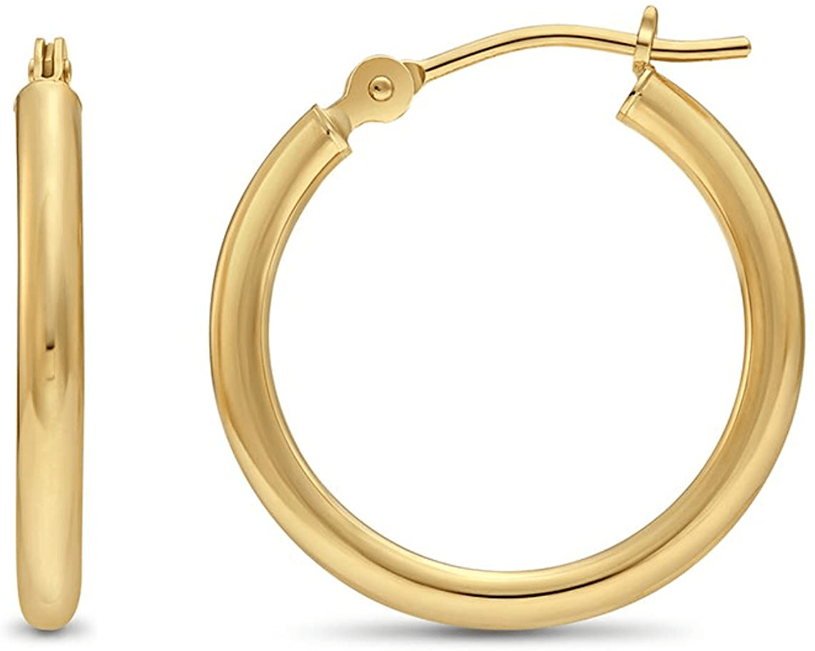 14k Yellow Gold Classic Shiny Polished Round Hoop Earrings, 2mm tube Arts & Entertainment > Party & Celebration > Gift Giving TILO JEWELRY 18mm (0.7 inch)