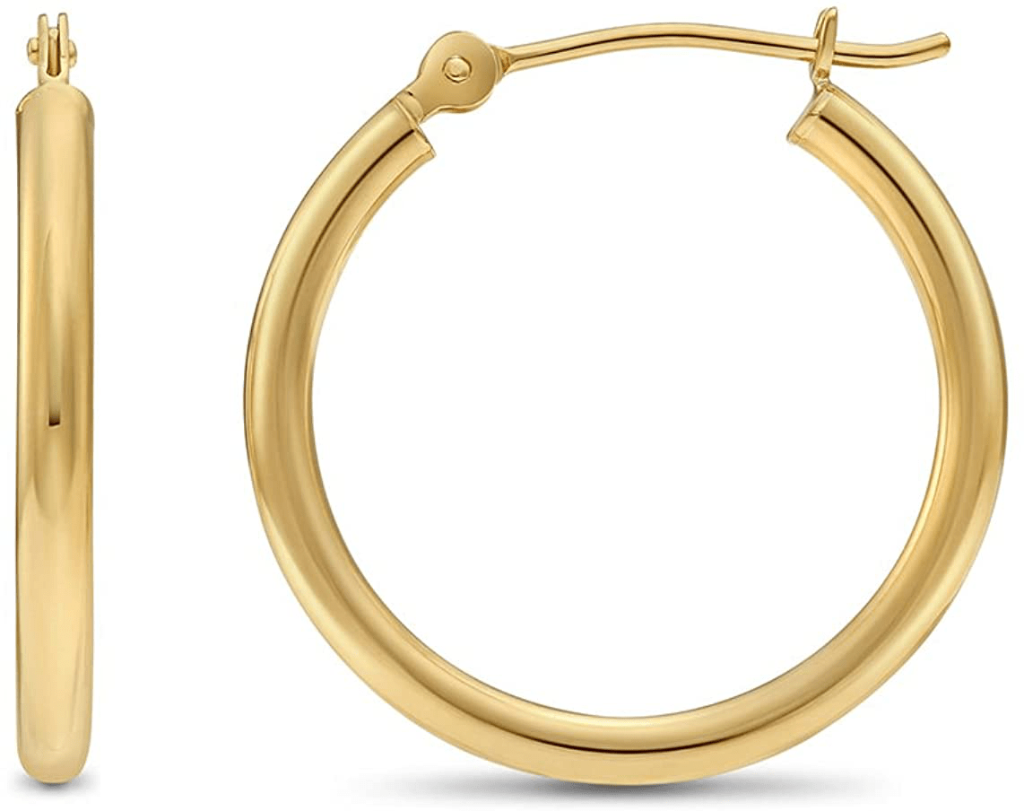 14k Yellow Gold Classic Shiny Polished Round Hoop Earrings, 2mm tube Arts & Entertainment > Party & Celebration > Gift Giving TILO JEWELRY 20mm (0.78 inch)