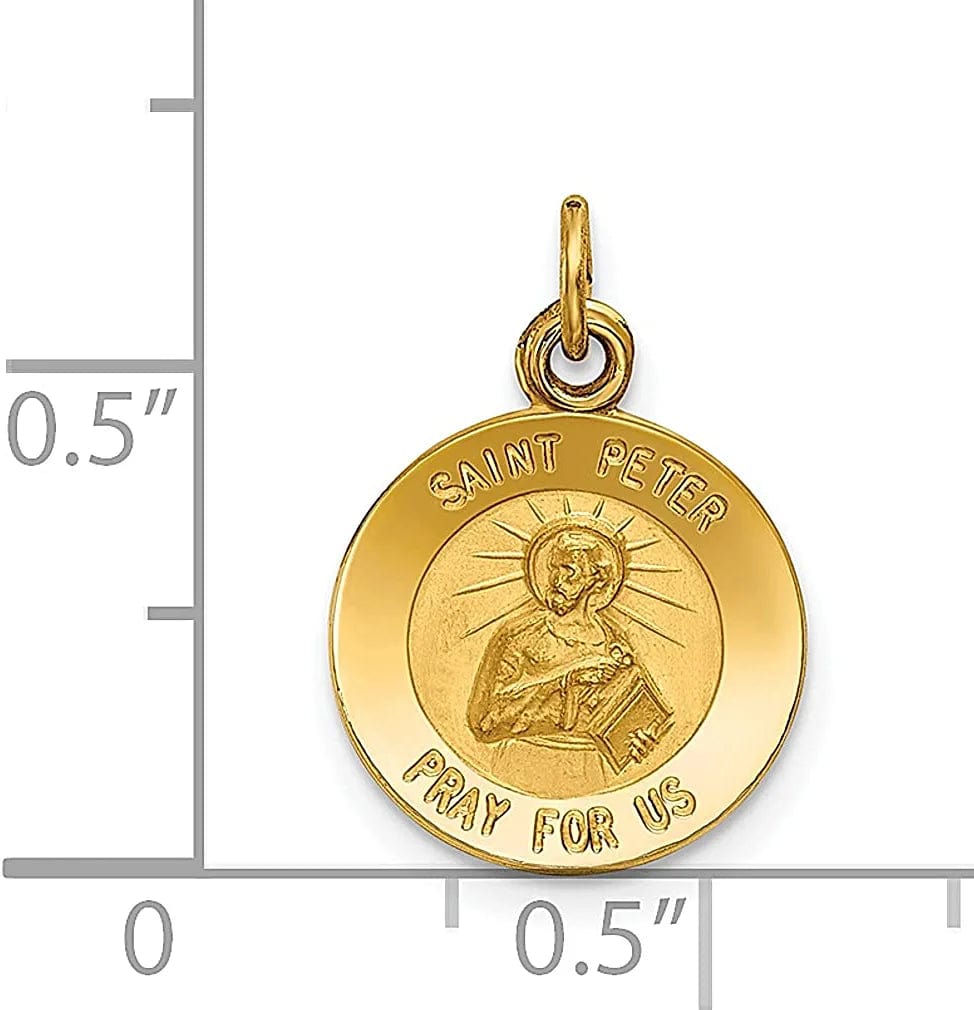 14K Yellow Gold Saint Peter Medal Charm Necklace Pendant Religious Patron St Fine Jewelry for Women Gifts for Her