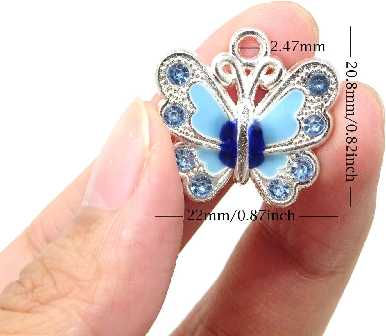 14PCS Enamel Butterfly Charm Pendants with Crystal for Jewelry Making or DIY Crafts