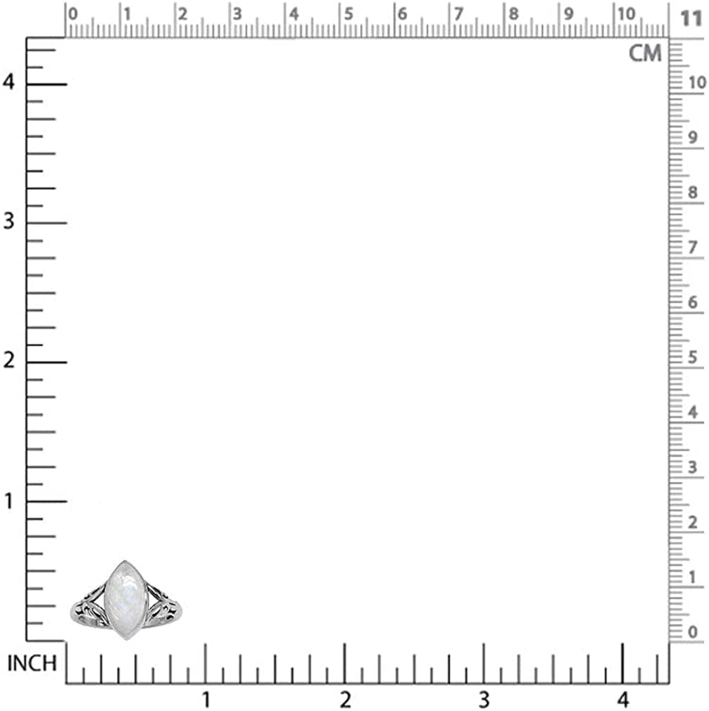 14X7Mm Natural Marquise Shape Moonstone 925 Sterling Silver Filigree Solitaire Ring