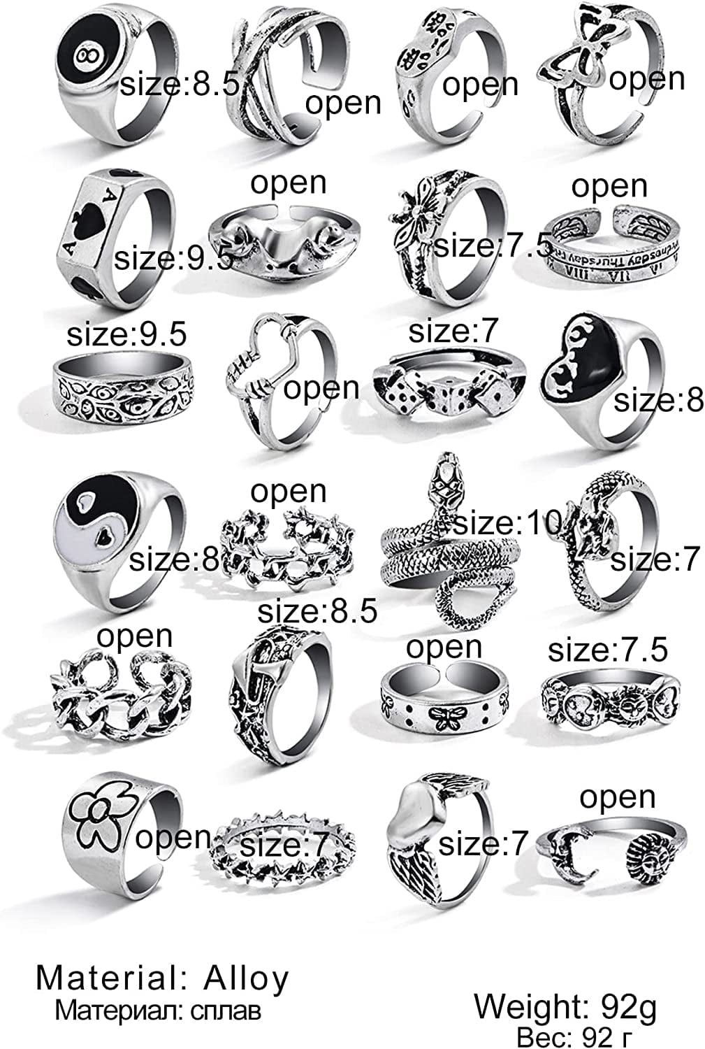 15-63 PCS Vintage Silver Knuckle Rings Set for Women Teen Girl, Stackable Joint Finger Statement Rings Bohemian Retro Hollow Carved Midi Rings, Boho Y2K Snake Butterfly Heart Chunky Stacking Rings Pack