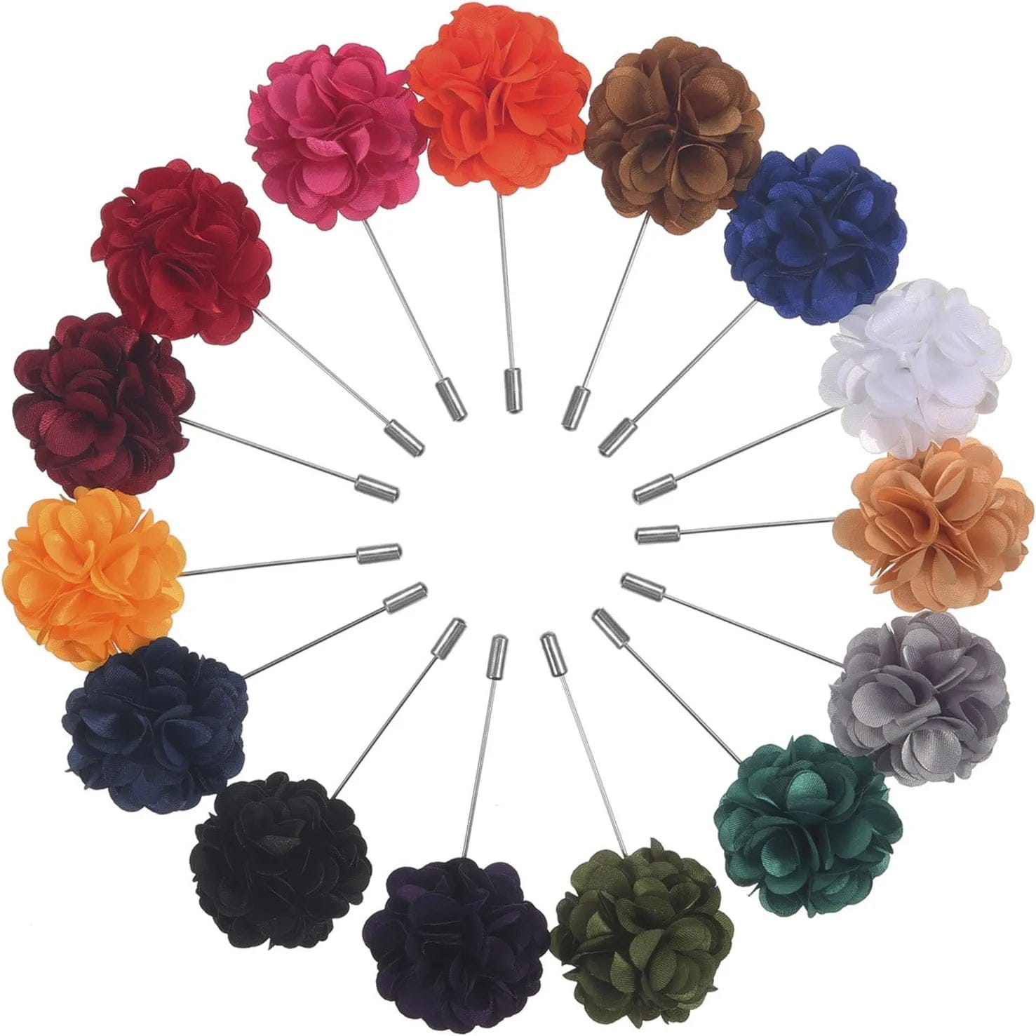 15 Pieces Men'S Lapel Pin Handmade Satin Flower Boutonniere Pin with Gift Box for Suit Wedding Groom (Multicolor A)