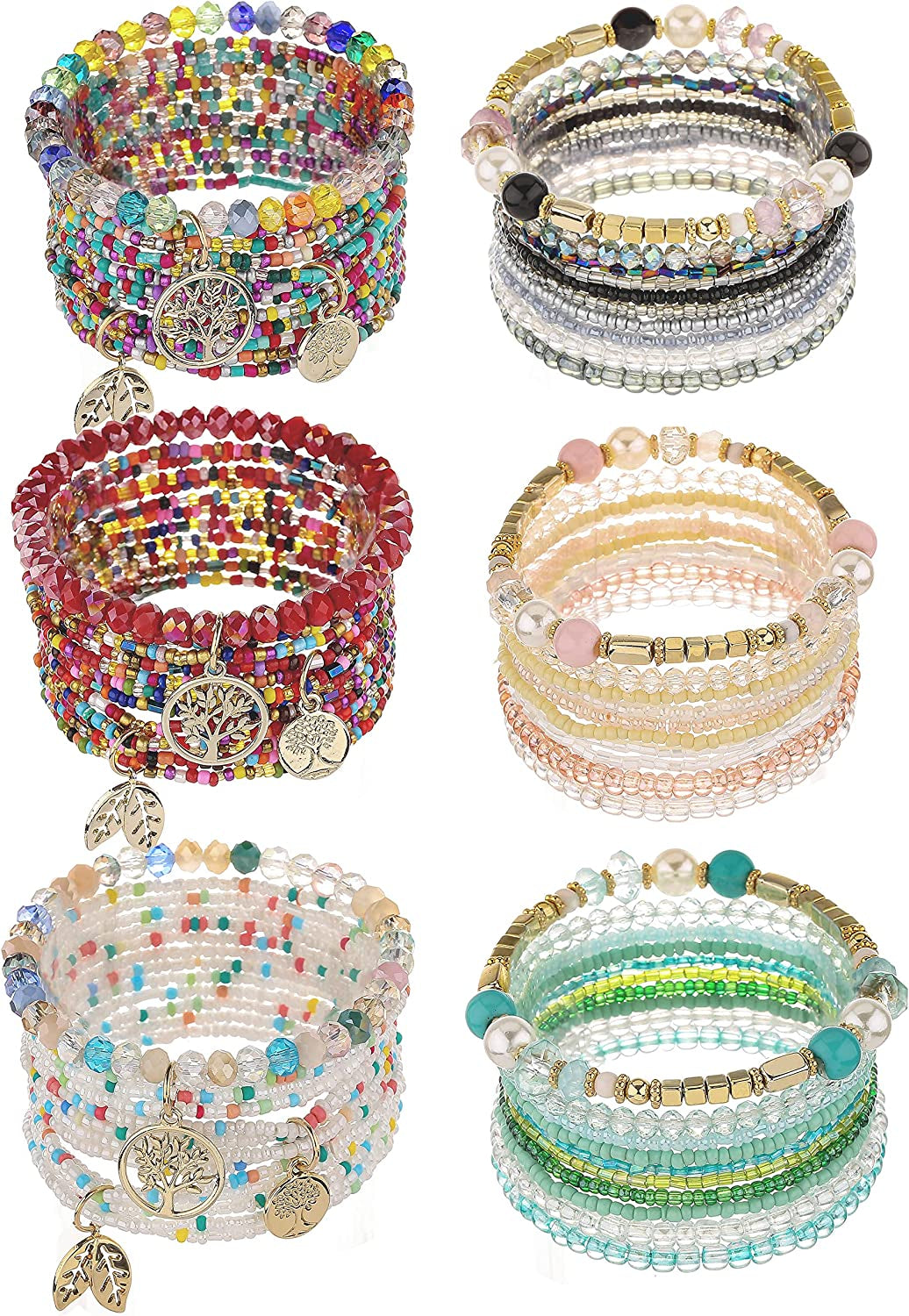 Iyours 6 Sets Bohemian Multilayer Tassels Bracelet Handmade Wrap Bracelets Bangle Jewelry Bracelets for Women Apparel & Accessories > Jewelry > Bracelets iYours JA6-4
