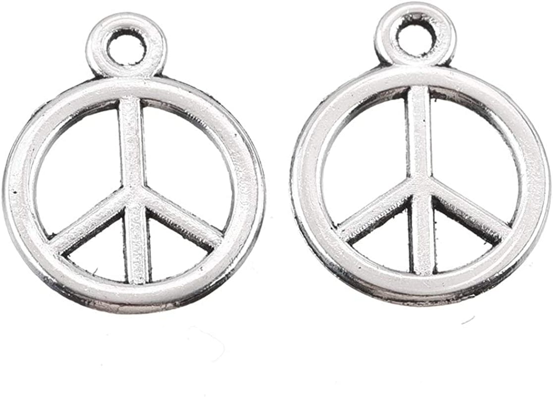 150Pcs Vintage Antique Silver Alloy Peace Symbol Charms Pendant Jewelry Findings for Jewelry Making Necklace Bracelet DIY