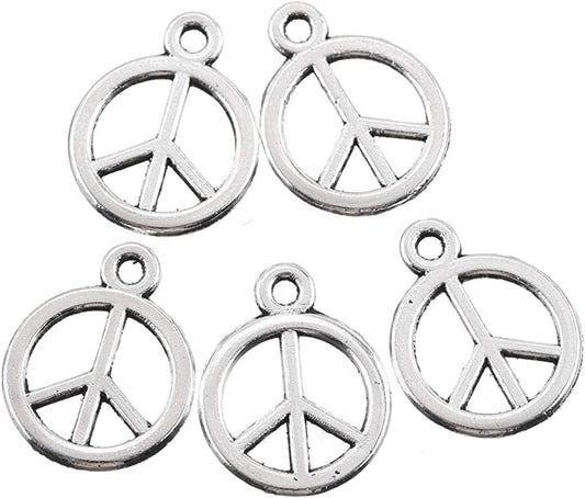 150Pcs Vintage Antique Silver Alloy Peace Symbol Charms Pendant Jewelry Findings for Jewelry Making Necklace Bracelet DIY 150-Silver