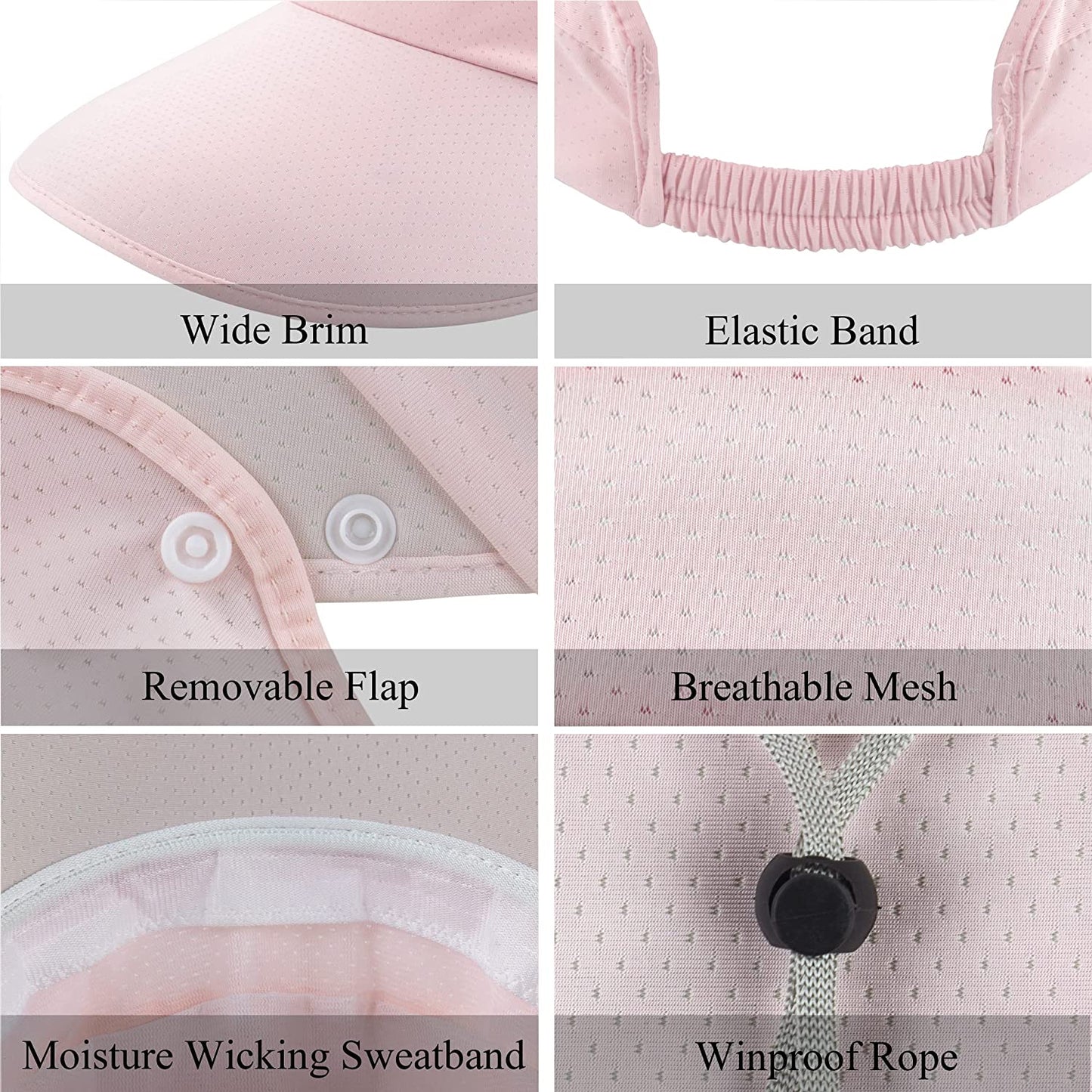 Muryobao Womens Summer Baseball Hat Outdoor Wide Brim UV Protection Foldable Ponytail Mesh Sun Visor Cap with Removable Flap Apparel & Accessories > Clothing Accessories > Hats Muryobao