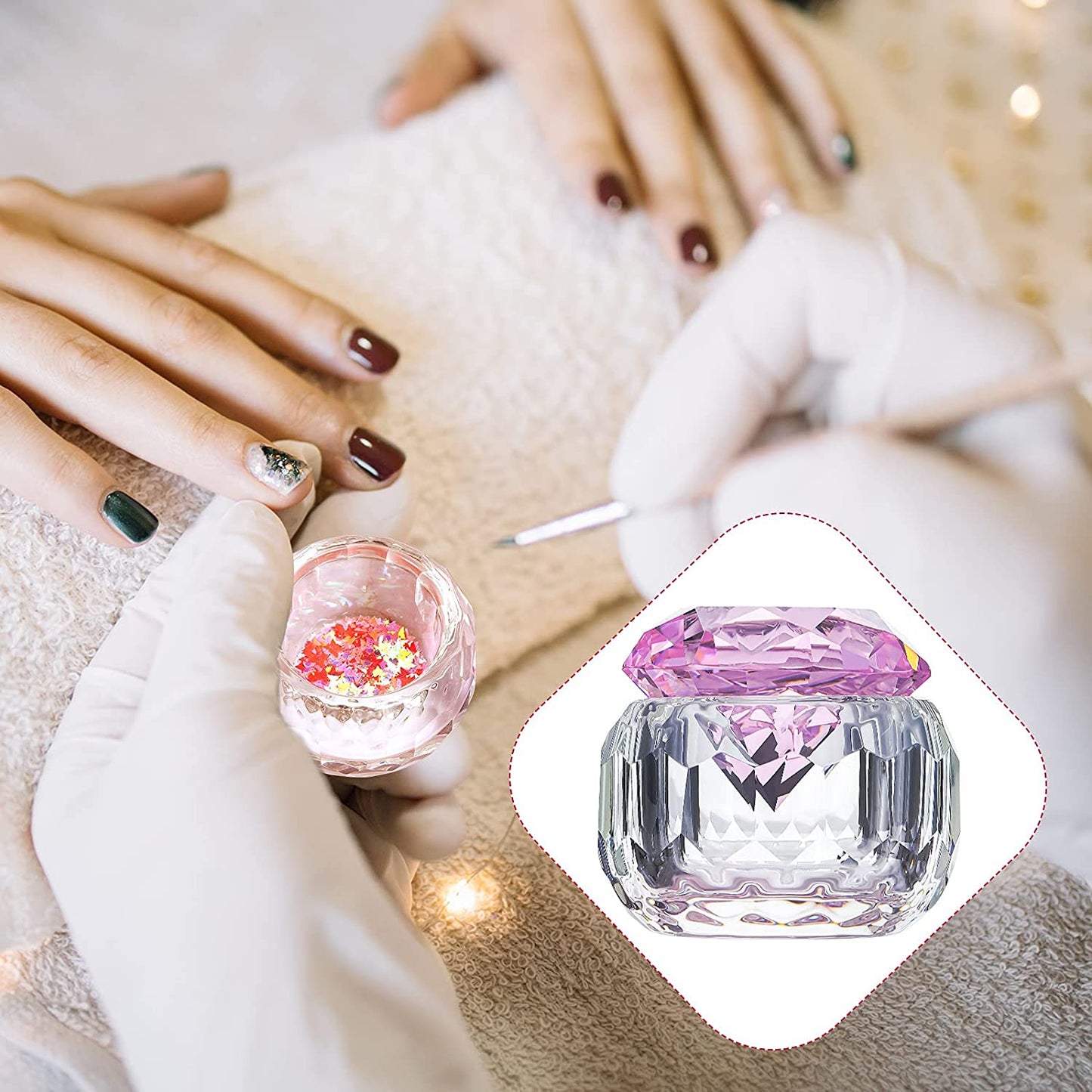 Nail Dust Brush Nail Powder Brush Nail Art Cleaning Brush Acrylic Duster Brush, Nail Dappen Dish Glass Dappen Dish with Lid Glass Nail Cup Nail Glassware for Women Girls Nail Art Manicure Tools, Pink Health & Beauty > Personal Care > Cosmetics > Cosmetic Tools > Nail Tools CHENGU