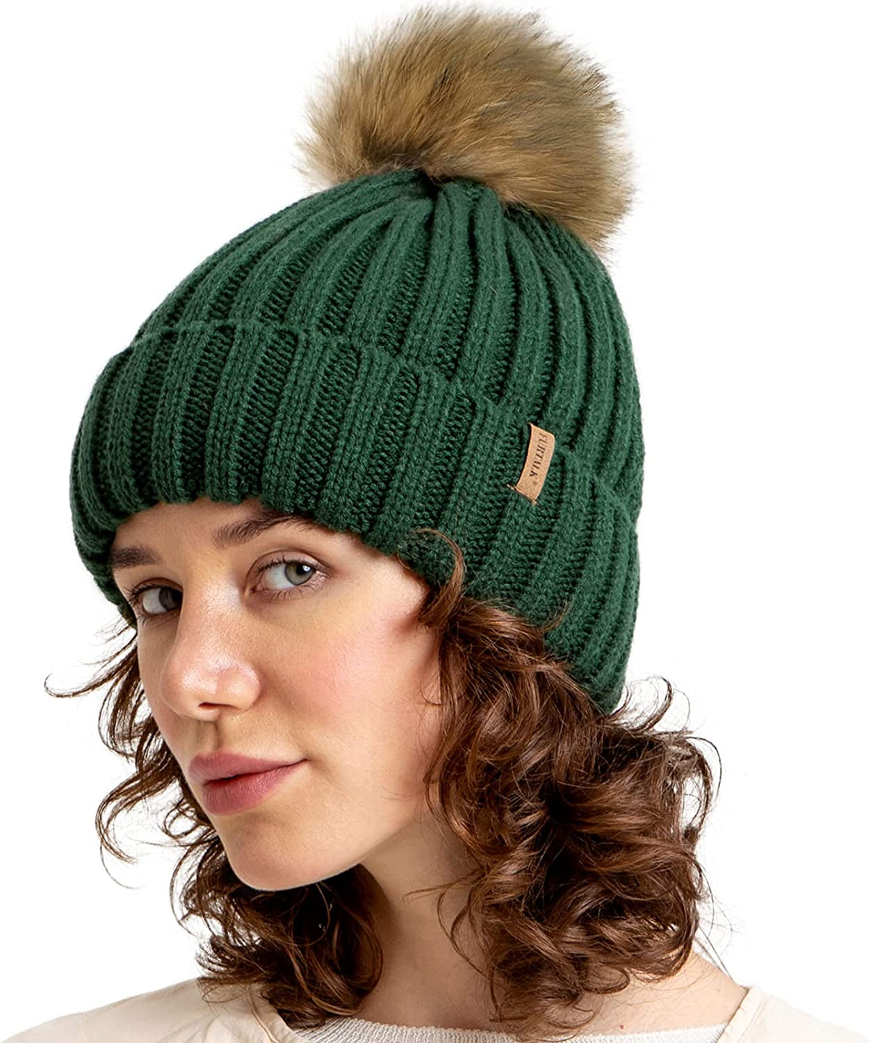 FURTALK Womens Winter Knitted Beanie Hat with Faux Fur Pom Warm Knit Skull Cap Beanie for Women… Apparel & Accessories > Clothing Accessories > Hats KYLIE MAX