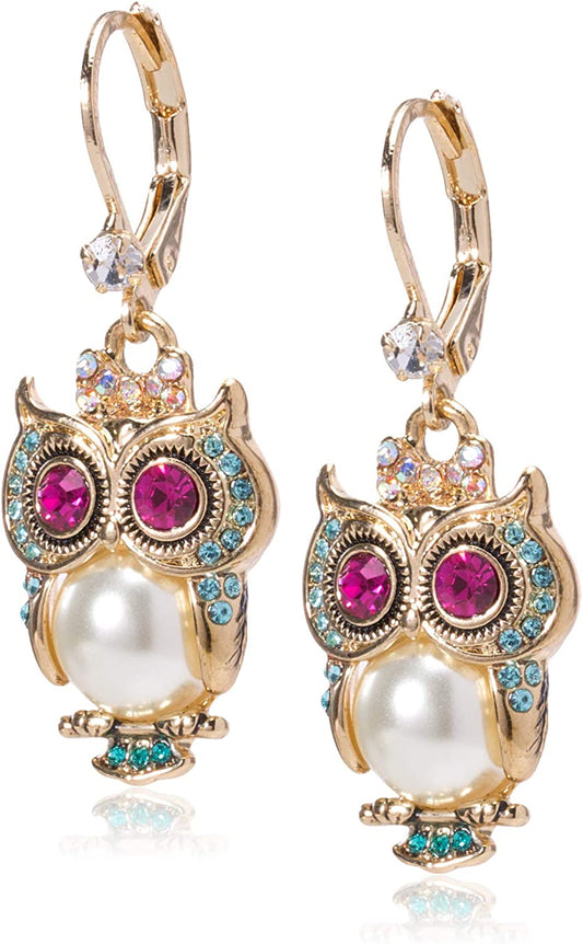 Betsey Johnson Pearl Critters Owl Drop Earrings Apparel & Accessories > Jewelry > Earrings Betsey Johnson