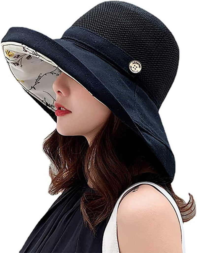 Women'S Mesh Sun Hats Summer UV Protection Wide Brim Beach Fishing Cap Apparel & Accessories > Clothing Accessories > Hats Mookyun Black