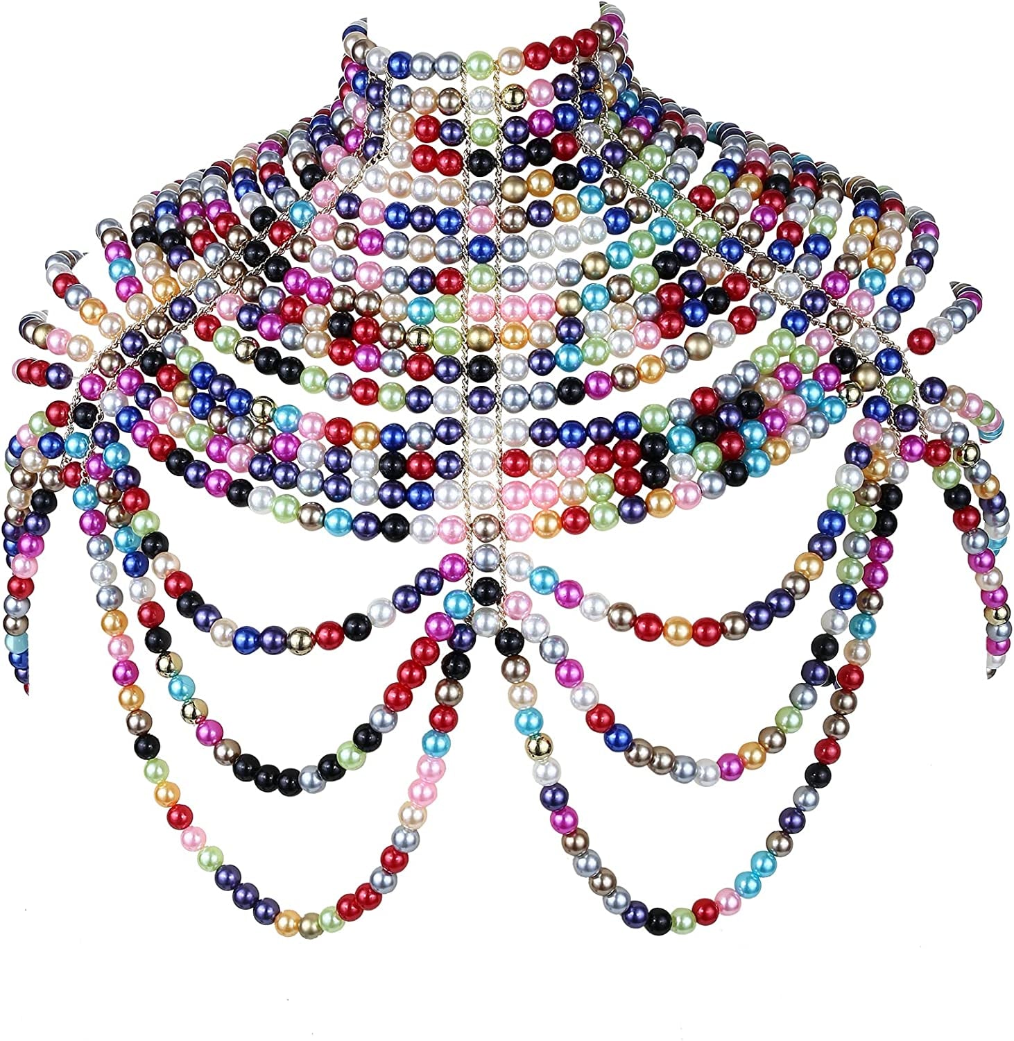 LORYP Pearl Body Chain Necklace for Women - Adjustable Size Pearl Shoulder Chains Fashion Colorfast Pearl Body Chain Jewelry Apparel & Accessories > Jewelry > Body Jewelry LORYP