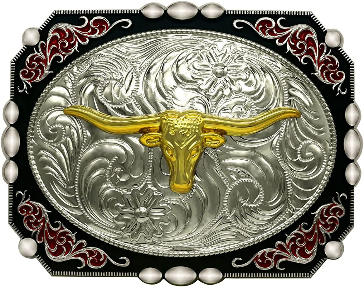 Moranse Religion Cross Cowboy Kneeling Prayer and Horse Design Belt Buckles Apparel & Accessories > Clothing Accessories > Belt Buckles Moranse Cowboy Bull Flower