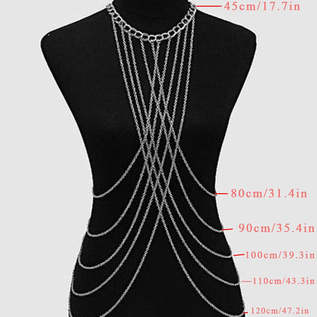 Bomine Harness Body Chain Bra Crossover Sexy Body Jewelry Bikini Chains Necklace for Women and Girls (Gold) Apparel & Accessories > Jewelry > Body Jewelry Bomine