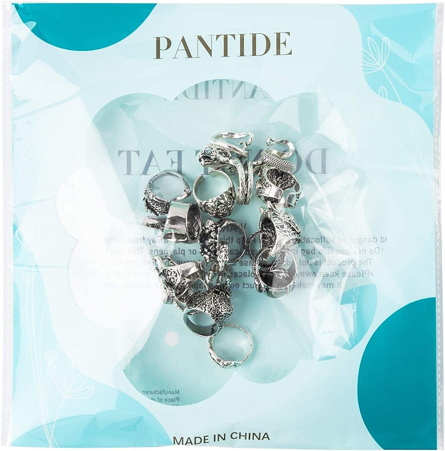 15Pcs Vintage Punk Rings Set, Gothic Alloy Biker Adjustable Rings, Skeleton Skull Evil Eye Chinese Dragon Claw Octopus Dragon Rings, Fashion Retro Black Silver Antique Jewelry