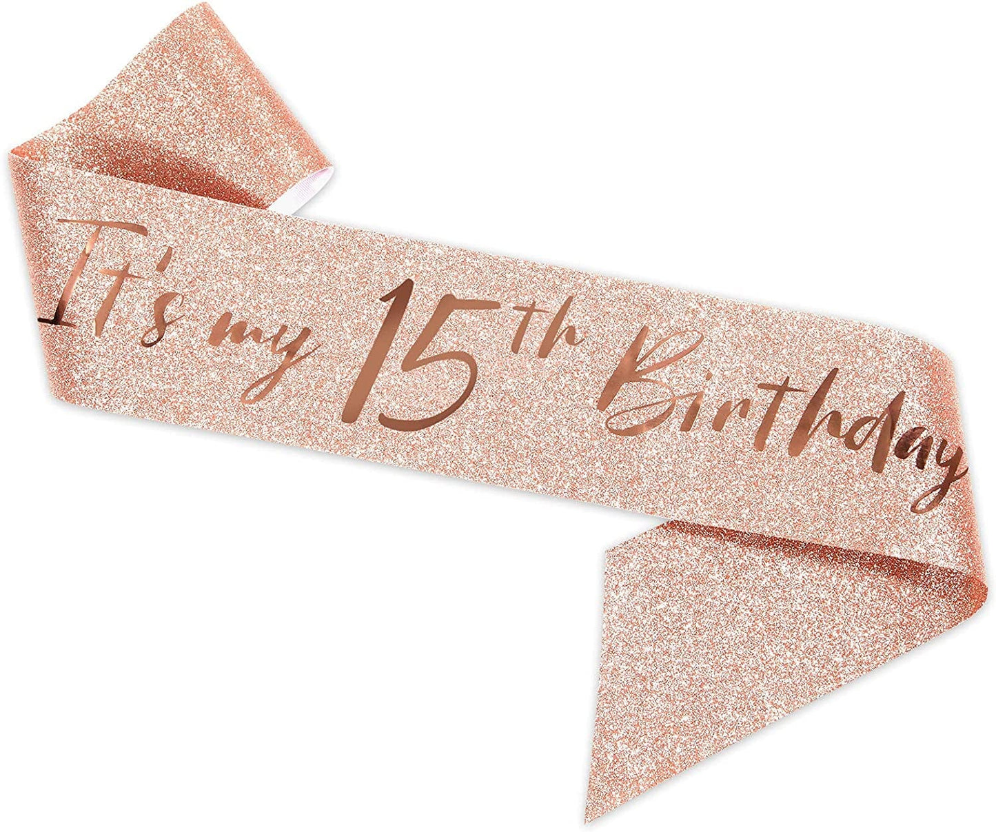 15Th Birthday Sash and Tiara for Girls, Rose Gold Birthday Sash Crown 15 & Fabulous Sash and Tiara for Girls, 15Th Birthday Gifts for Happy 15Th Birthday Party Favor Supplies Apparel & Accessories > Clothing Accessories > Sashes BRT Bearingshui