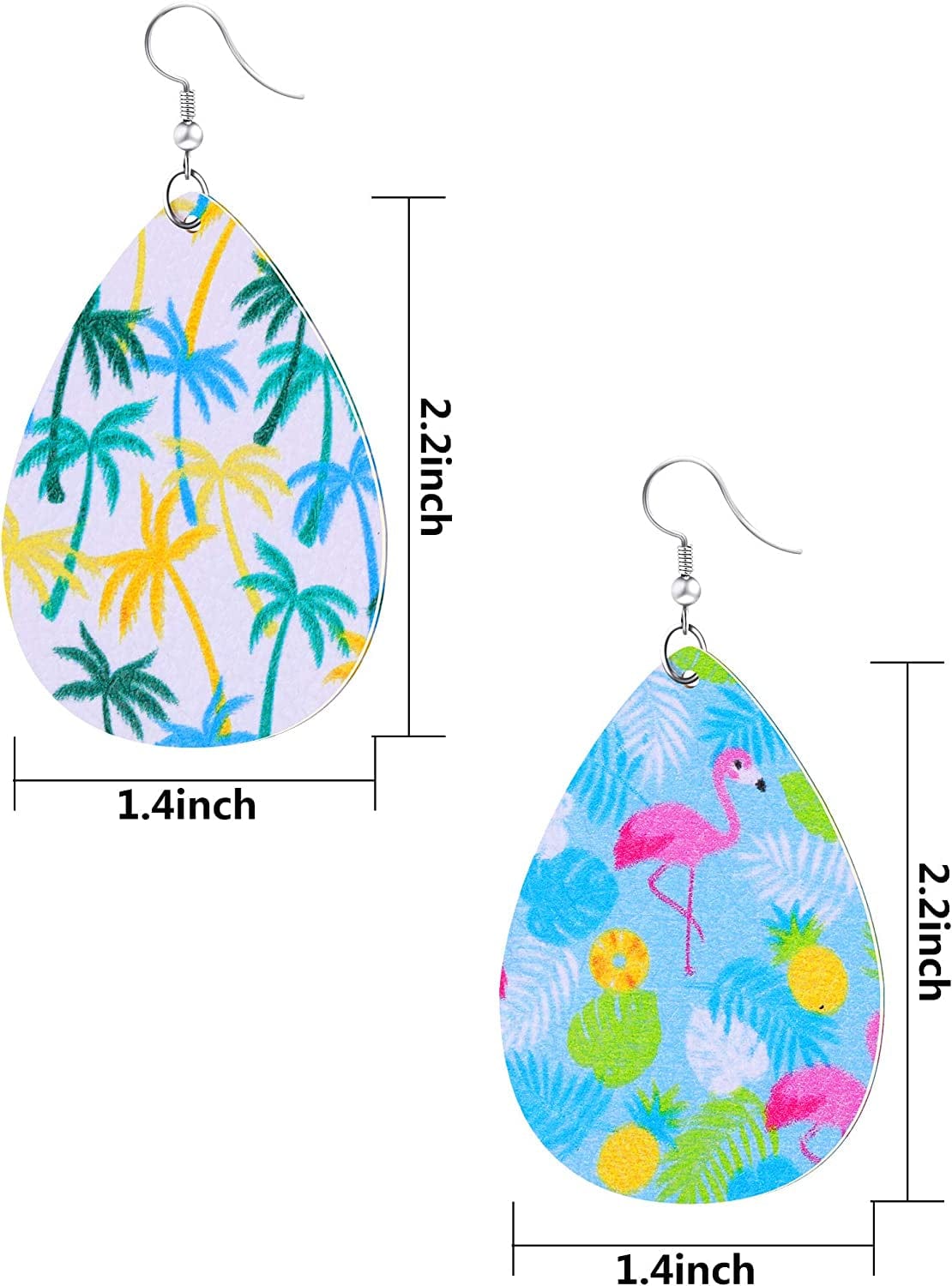 16 Pairs Hawaii Faux Leather Teardrop Earrings Summer Tropical Boho Lightweight Leaf Drop Earrings for Women Apparel & Accessories > Jewelry > Earrings Hicarer
