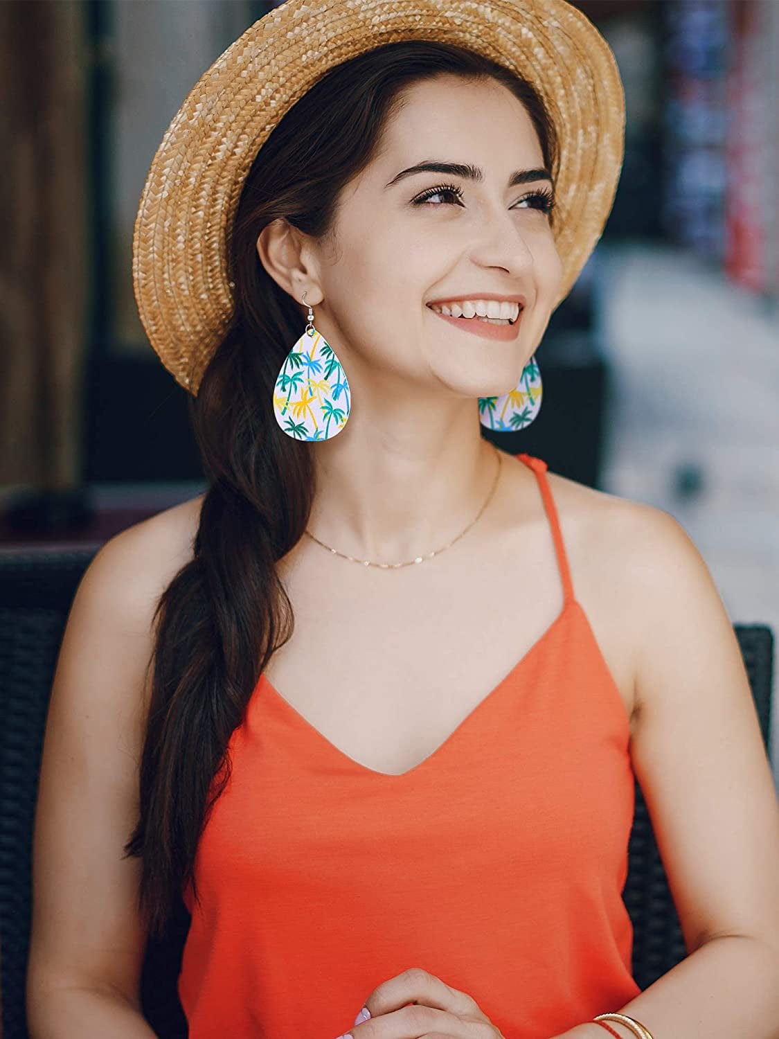 16 Pairs Hawaii Faux Leather Teardrop Earrings Summer Tropical Boho Lightweight Leaf Drop Earrings for Women Apparel & Accessories > Jewelry > Earrings Hicarer