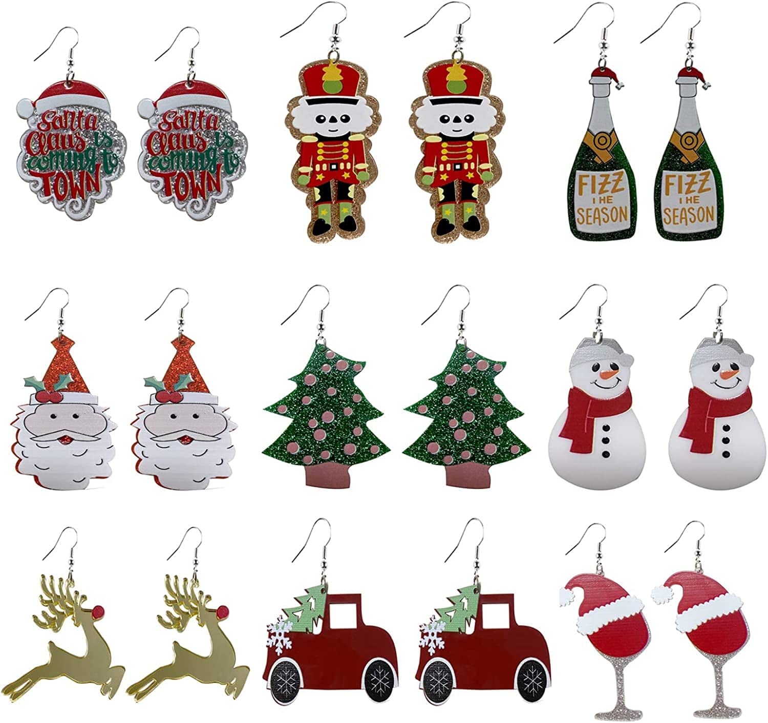 16 Pairs Trendy Acrylic Earrings Rattan Earrings for Women Girls-Summer Beach Straw Earrings Resin Dangle Drop Fashion Earrings Geometric Statement Earrings Vacation Jewelry I-9 Pairs Christmas Acrylic Earrings