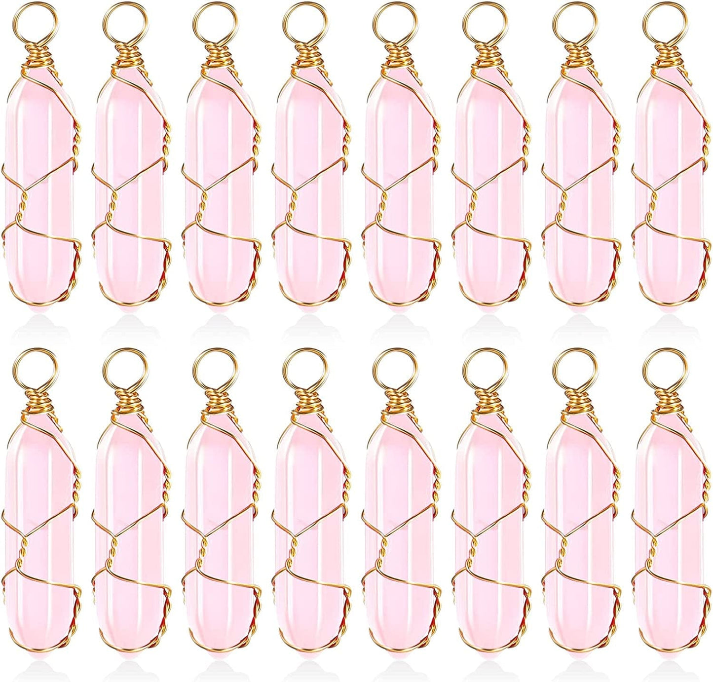 16 Pieces Healing Crystal Pendant Hexagonal Natural Crystal Pendant Pointed Quartz Gemstone Pendant Wire Wrapped Charms for Necklace Jewelry Making DIY Craft Fresh Colors