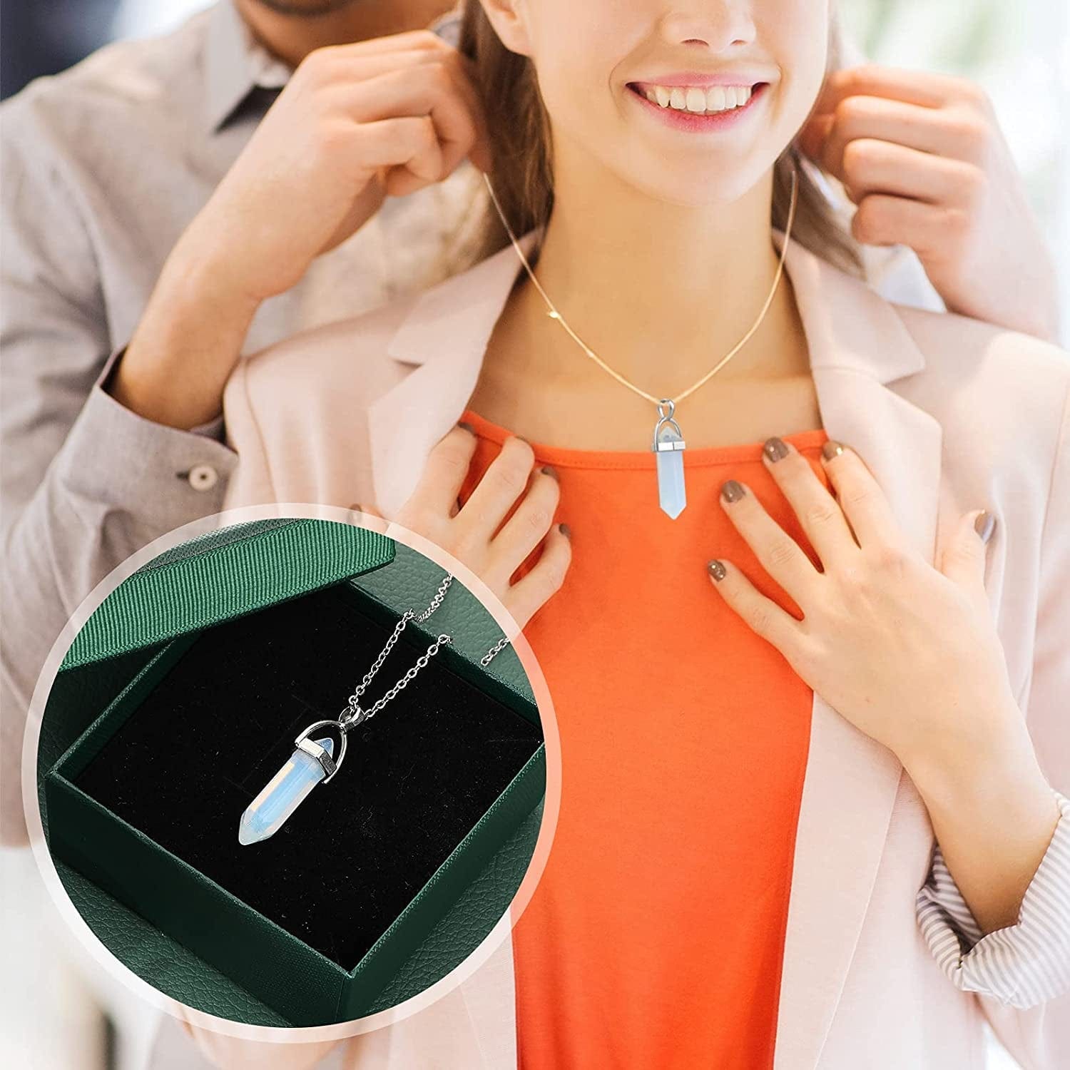 16 Pieces Hexagonal Crystal Pendulum Pendants Crystal Pendants Necklaces Quartz Pendants Stone Natural Charms Healing Stone Necklace Crystal Pendants for Jewelry Making