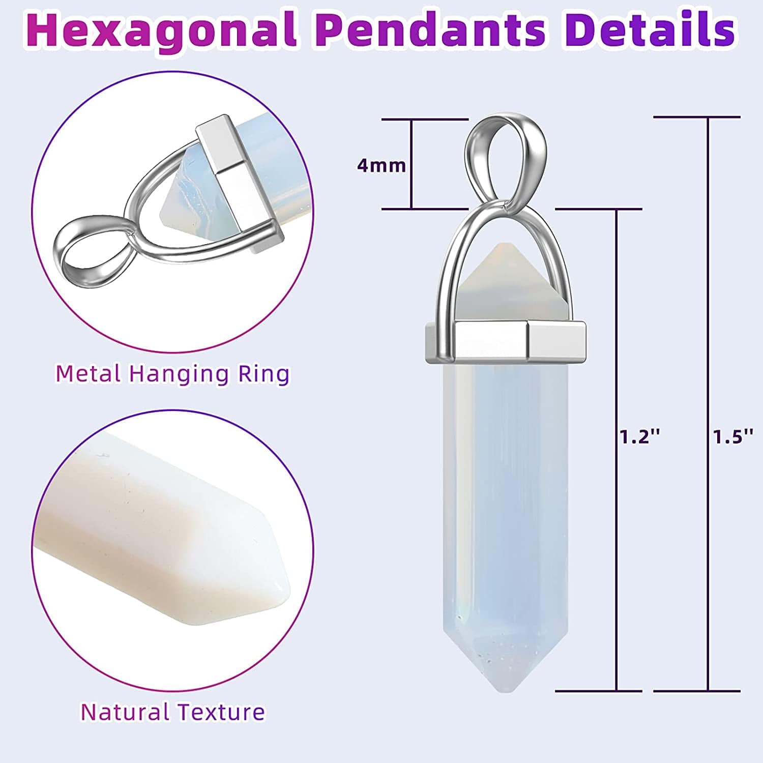 16 Pieces Hexagonal Crystal Pendulum Pendants Crystal Pendants Necklaces Quartz Pendants Stone Natural Charms Healing Stone Necklace Crystal Pendants for Jewelry Making