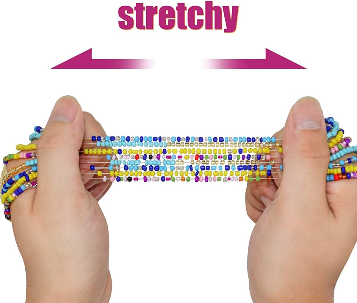 16 Pieces Jewelry Colorful Elastic Beads Waist Chains Kits Summer Beach Layered Belly Beads Body Chains African Bikini Jewelry Chains Rave Fashion Body Accessory for Women and Girls - Style 16 Apparel & Accessories > Jewelry > Body Jewelry Inked and Screened