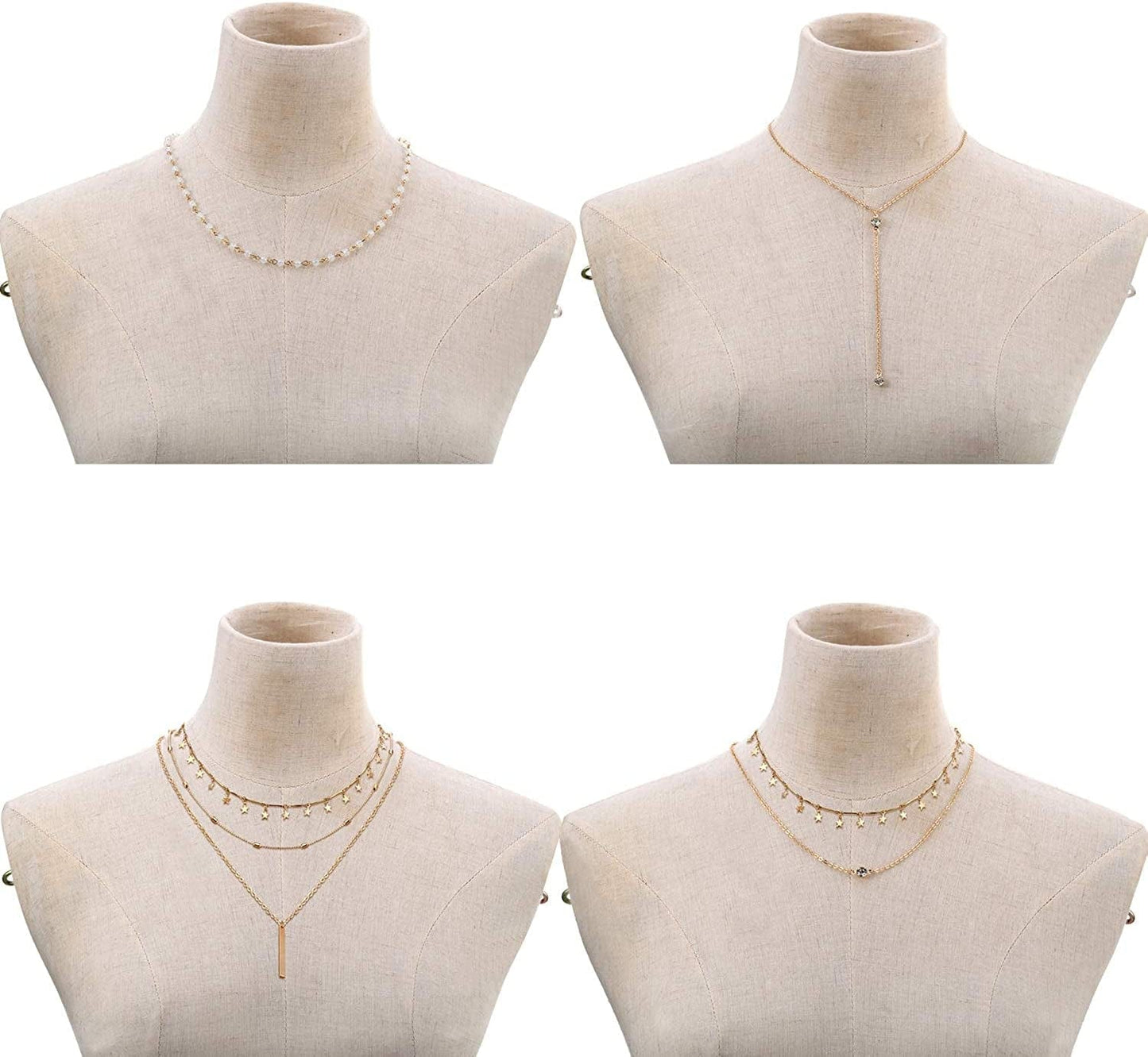 16 Pieces Layered Choker Necklace Adjustable Pendant Necklace Moon Sequins Choker Multilayer Chain Necklace Set for Women Girls