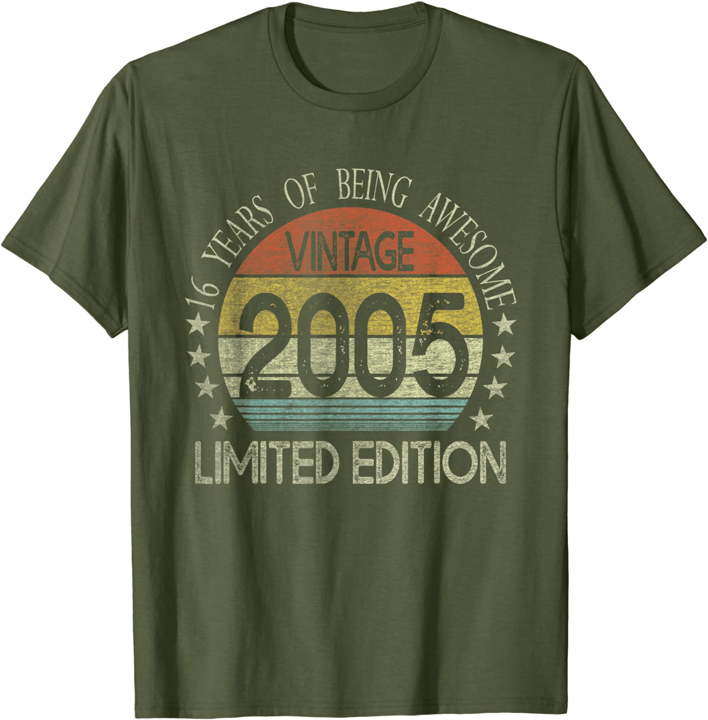 16 Year Old Gifts Vintage 2005 Limited Edition 16th Birthday T-Shirt Arts & Entertainment > Party & Celebration > Gift Giving BORN Olive Men 3XL